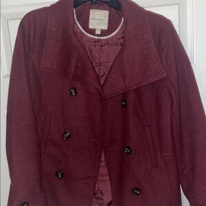Thread & Supply Red Pea Coat Double-Breasted Classic